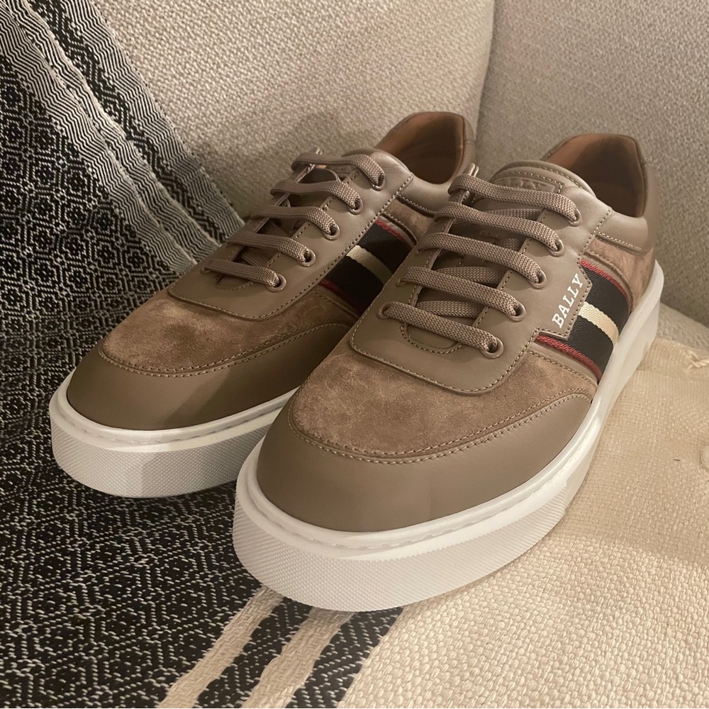 Bally Taupe Leather Sneakers